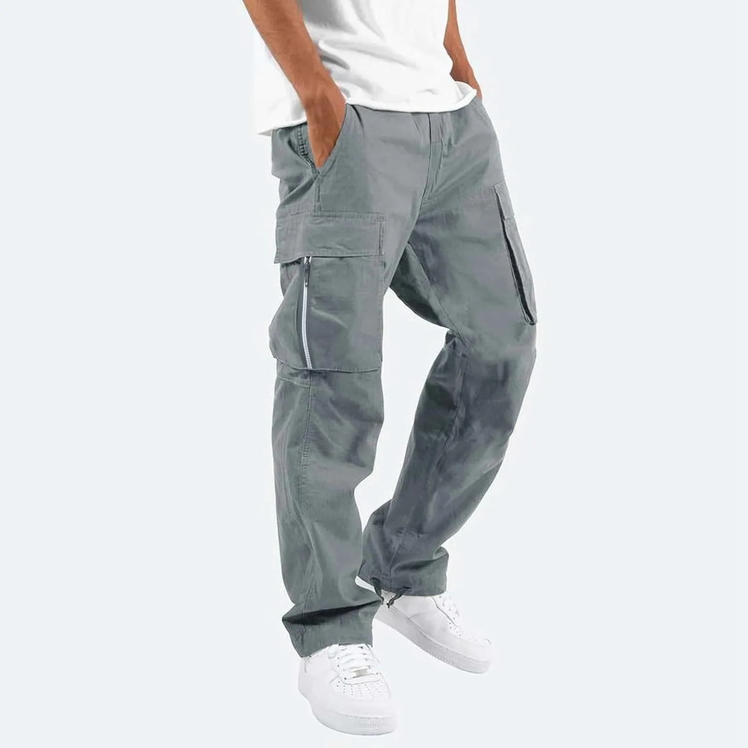 2023 Men's Casual Cargo Pants with Multi Pockets Stylish Plus Size Hiking Pants Workout Joggers Sweatpants Trousers for Men