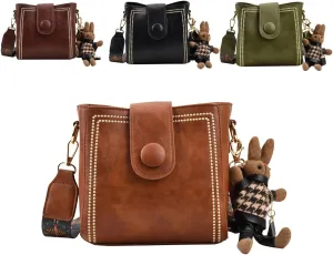 2025 New Bootara Bucket Bag for Women, Vintage Bunny Charm Bucket Bag, Waterproof Convertible Crossbody & Spacious Travel