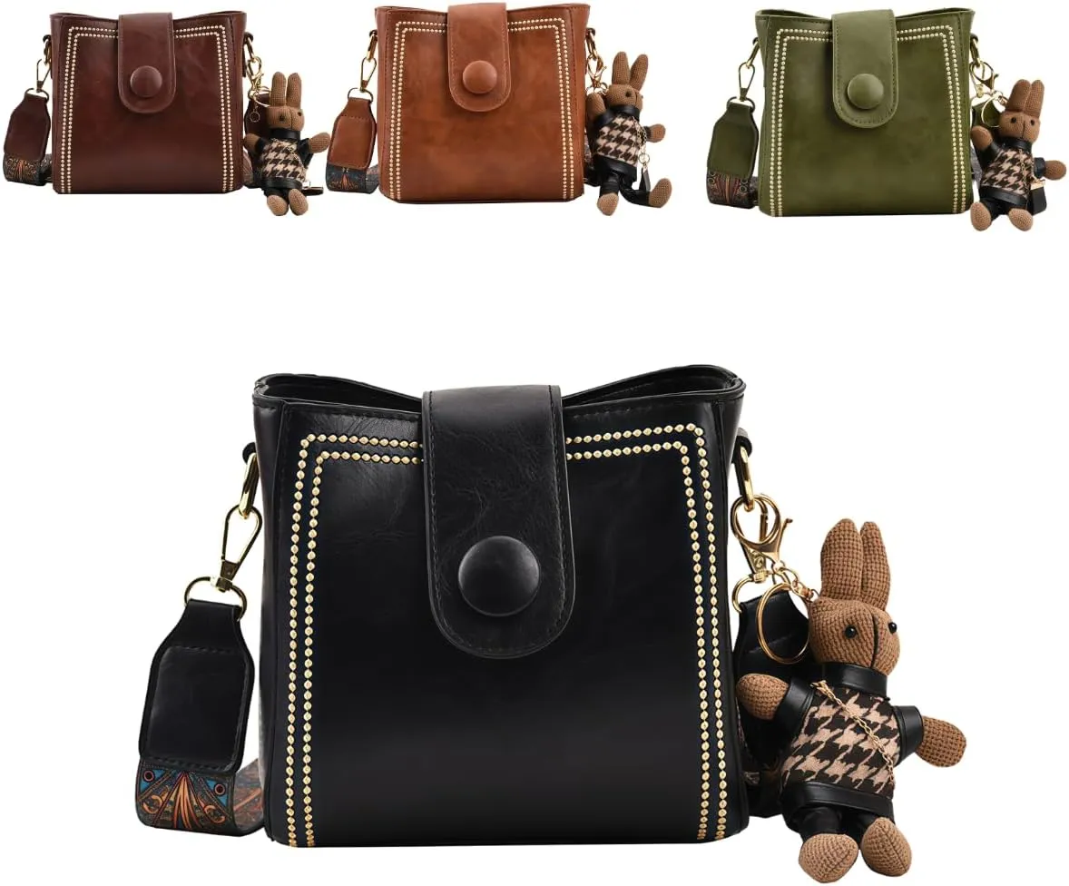 2025 New Bootara Bucket Bag for Women, Vintage Bunny Charm Bucket Bag, Waterproof Convertible Crossbody & Spacious Travel