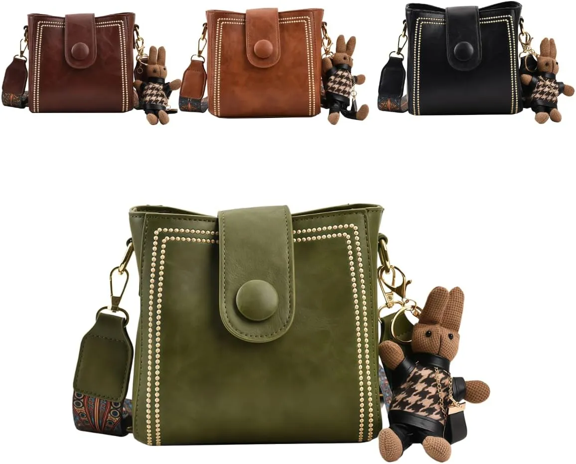 2025 New Bootara Bucket Bag for Women, Vintage Bunny Charm Bucket Bag, Waterproof Convertible Crossbody & Spacious Travel