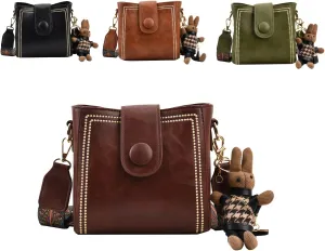 2025 New Bootara Bucket Bag for Women, Vintage Bunny Charm Bucket Bag, Waterproof Convertible Crossbody & Spacious Travel