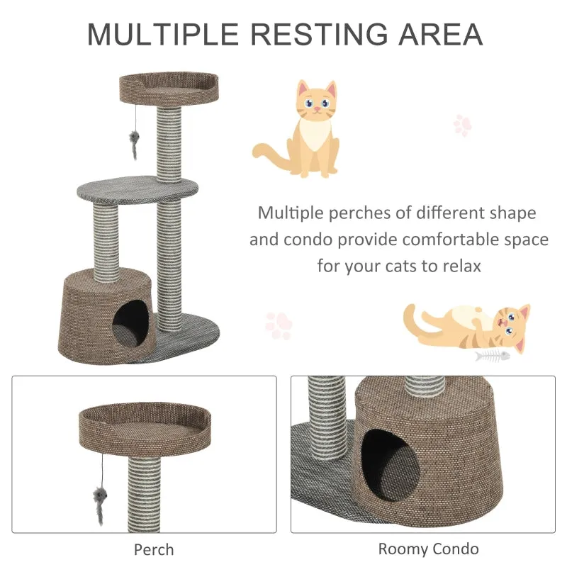 35" Cat Tree Scratching Post - Brown
