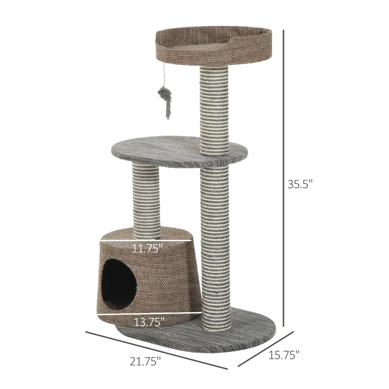 35" Cat Tree Scratching Post - Brown