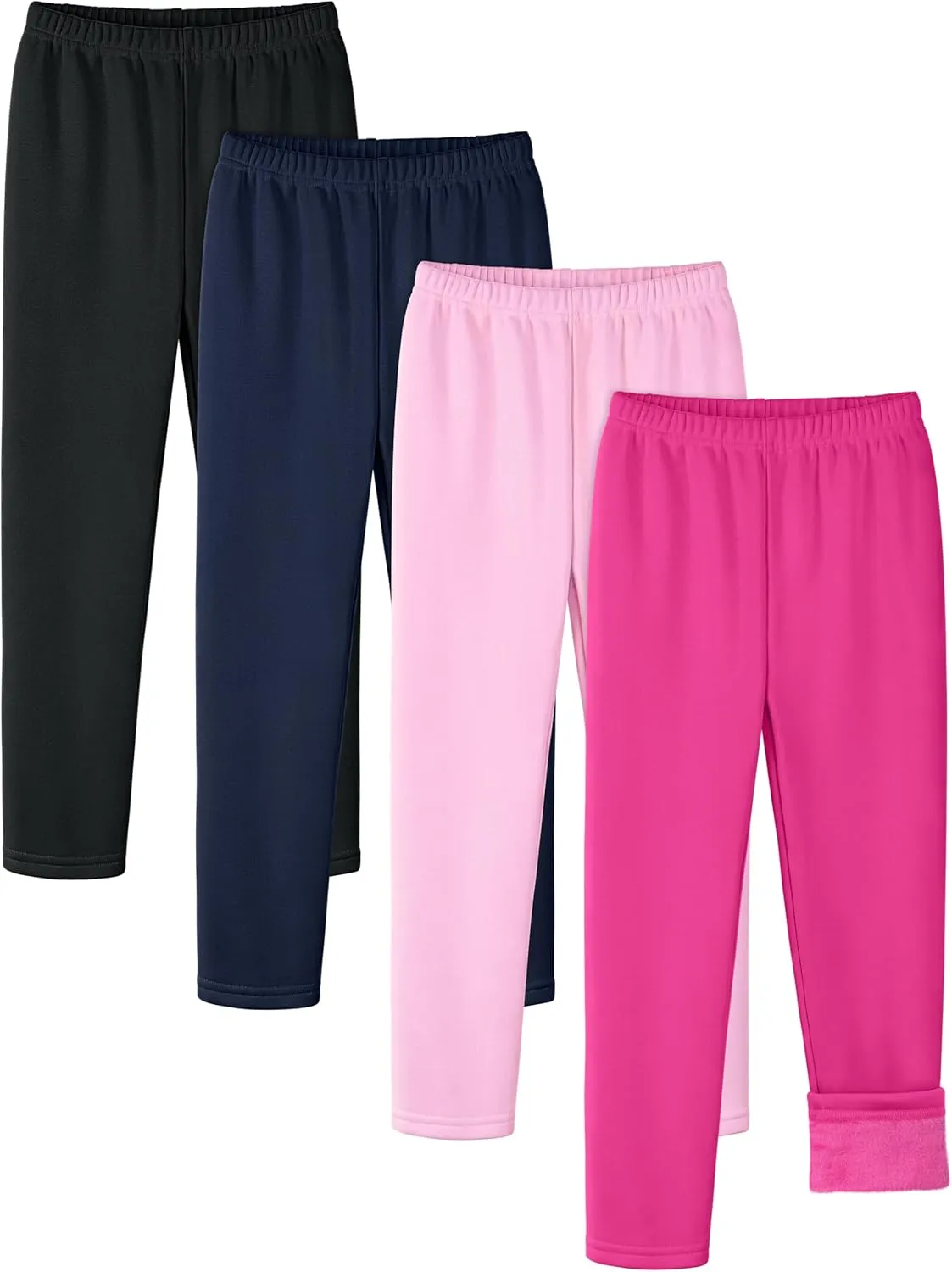 4 Pack Girls Fleece Lined Leggings Cotton Kids Winter Warm Leggings Thick Thermal Tights Pants