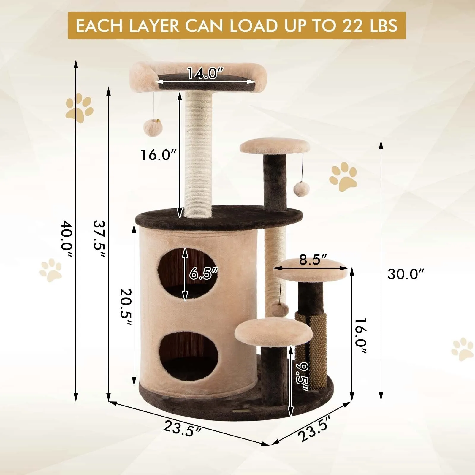 40" Cat Tree - Brown