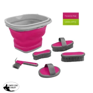 5 Piece grooming kit with collapsible bucket.