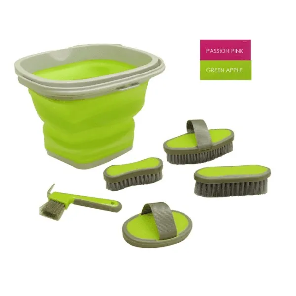 5 Piece grooming kit with collapsible bucket.