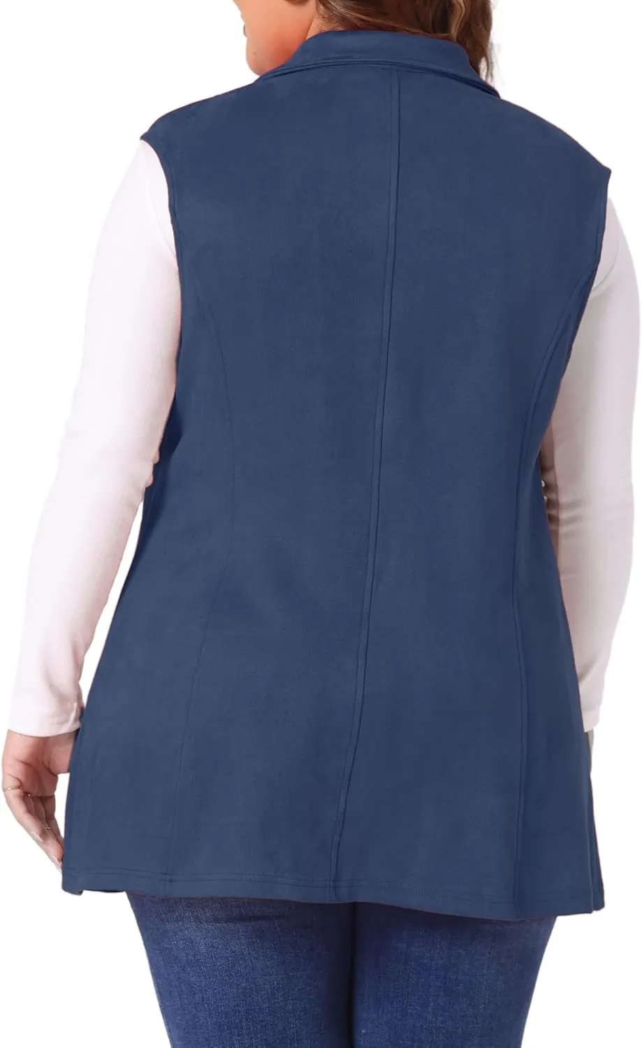 Agnes Orinda Plus Size Utility Vest for Women Lapel Sleeveless Lightweight Casual Suede Vests Jacket