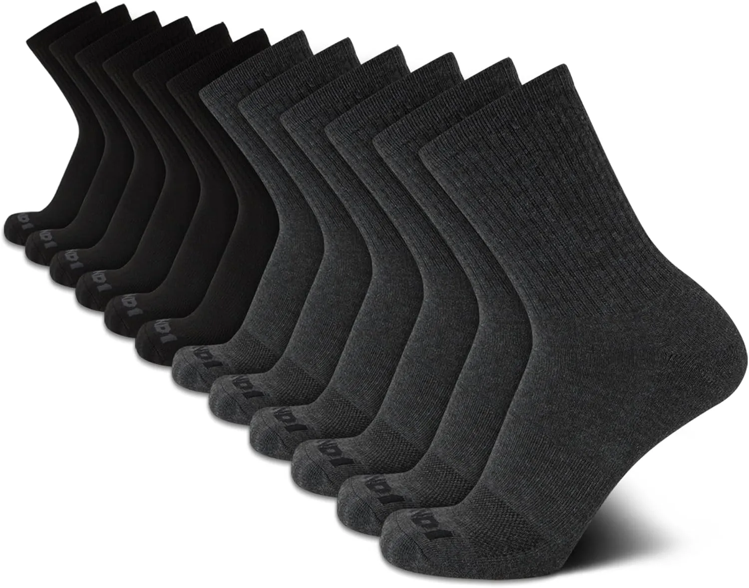 AND1 Men's Mid Crew Socks - 12 Pack Moisture Control Performance Cushioned Short Athletic Socks for Men (Shoe Size: 6-12.5)