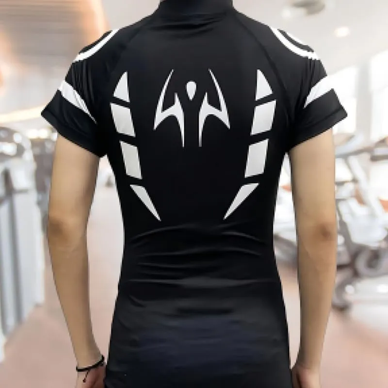 Anime Long Sleeve Compression Shirts for Men and Short Sleeve Gym Wear Athletic Workout Gear Top Shirt
