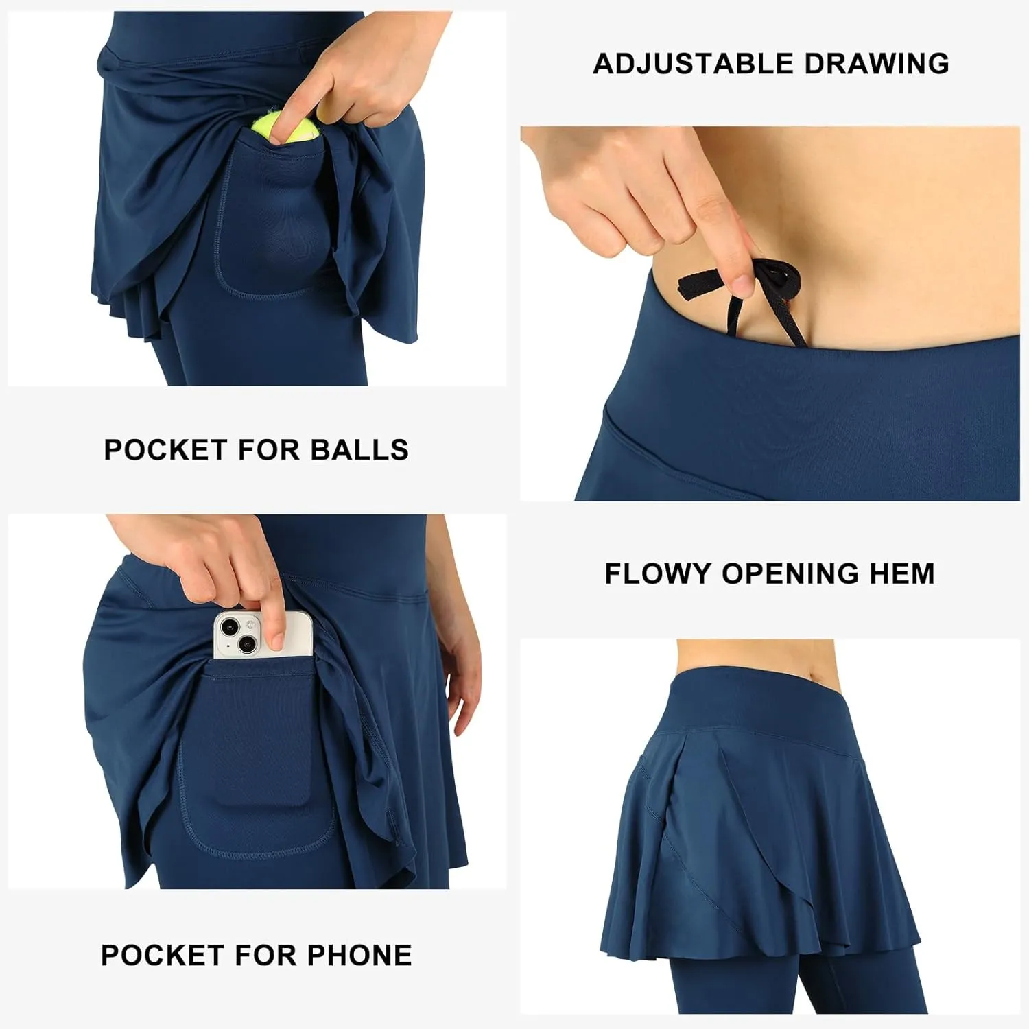 ANIVIVO Skirted Leggings for Women with Pockets, Tennis Yoga Pleated Skirt with Leggings