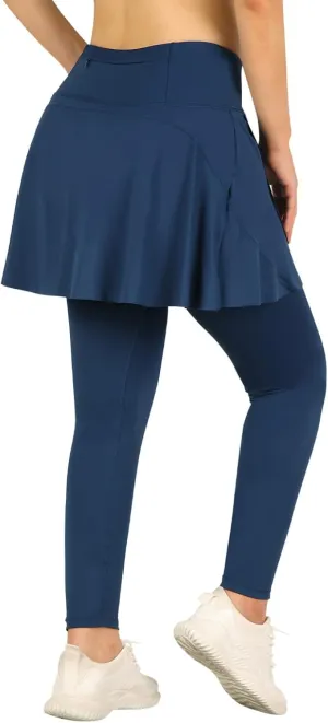 ANIVIVO Skirted Leggings for Women with Pockets, Tennis Yoga Pleated Skirt with Leggings