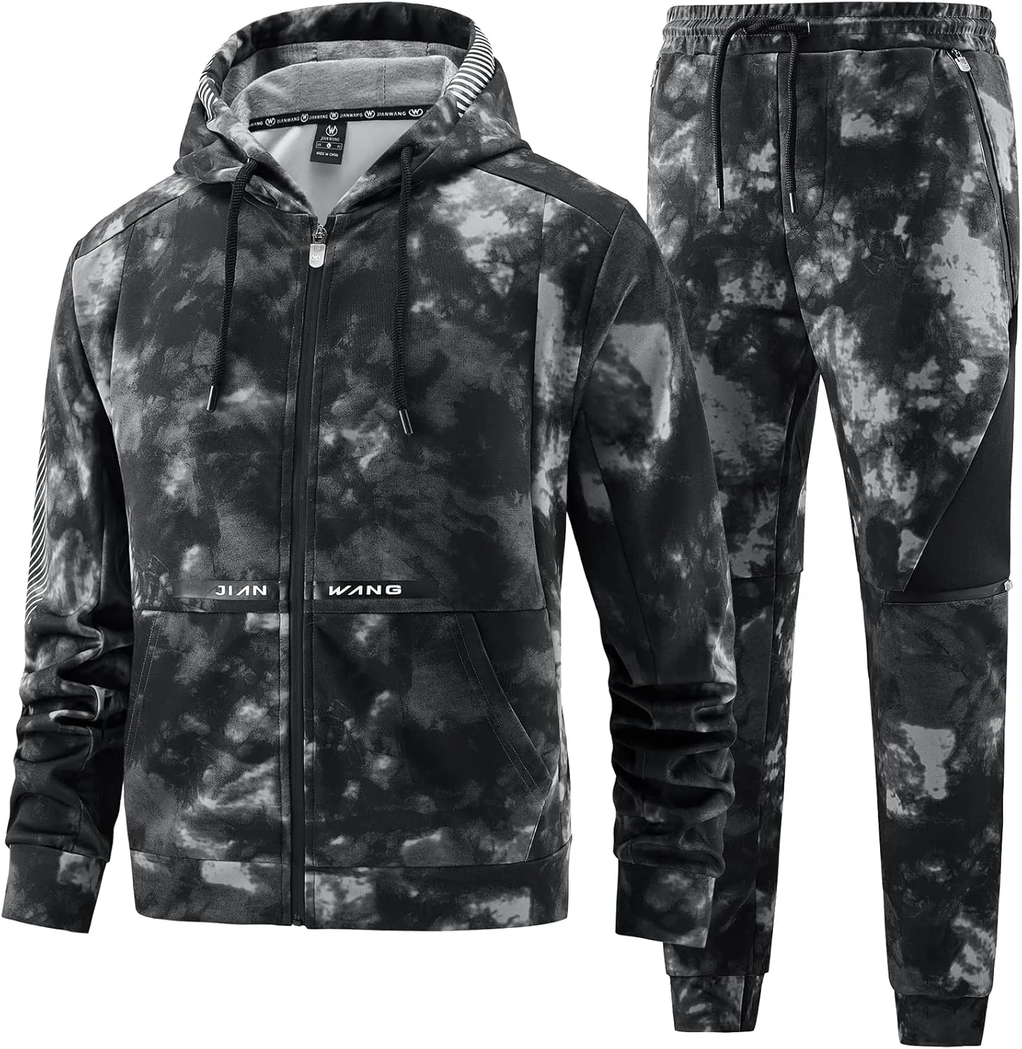 ANOTWENER Mens Tracksuit 2 Piece Hoodie Long Sleeve Full Zip Activewear Jogging Casual Sweatsuit Running Sets for Men