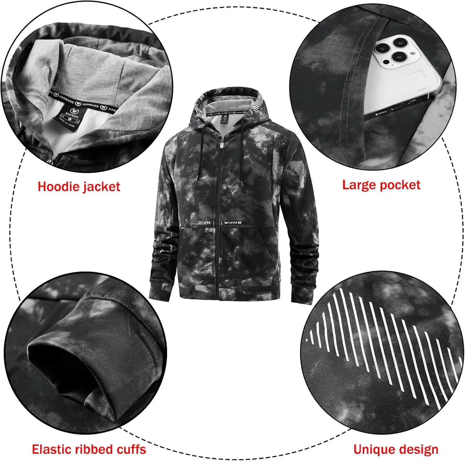 ANOTWENER Mens Tracksuit 2 Piece Hoodie Long Sleeve Full Zip Activewear Jogging Casual Sweatsuit Running Sets for Men