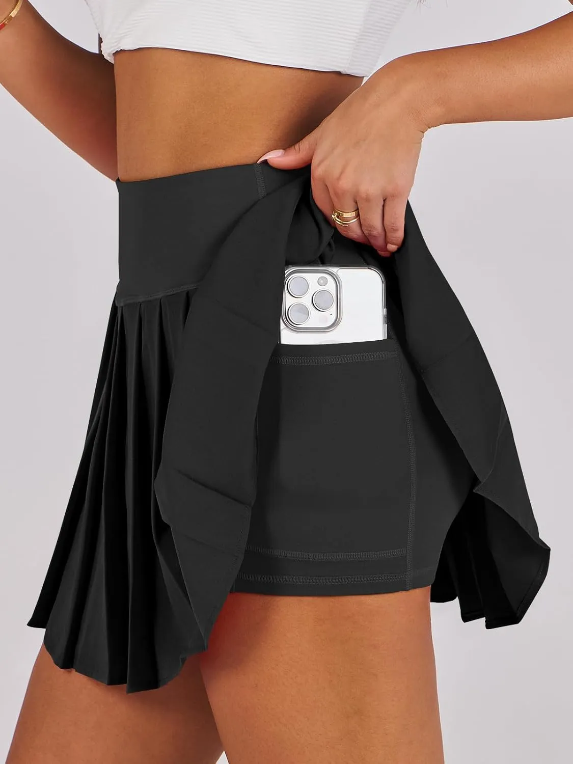 ANRABESS Pleated Tennis Skirt for Women with Shorts High Waisted Athletic Workout Golf Skirts Casual Skater Skorts