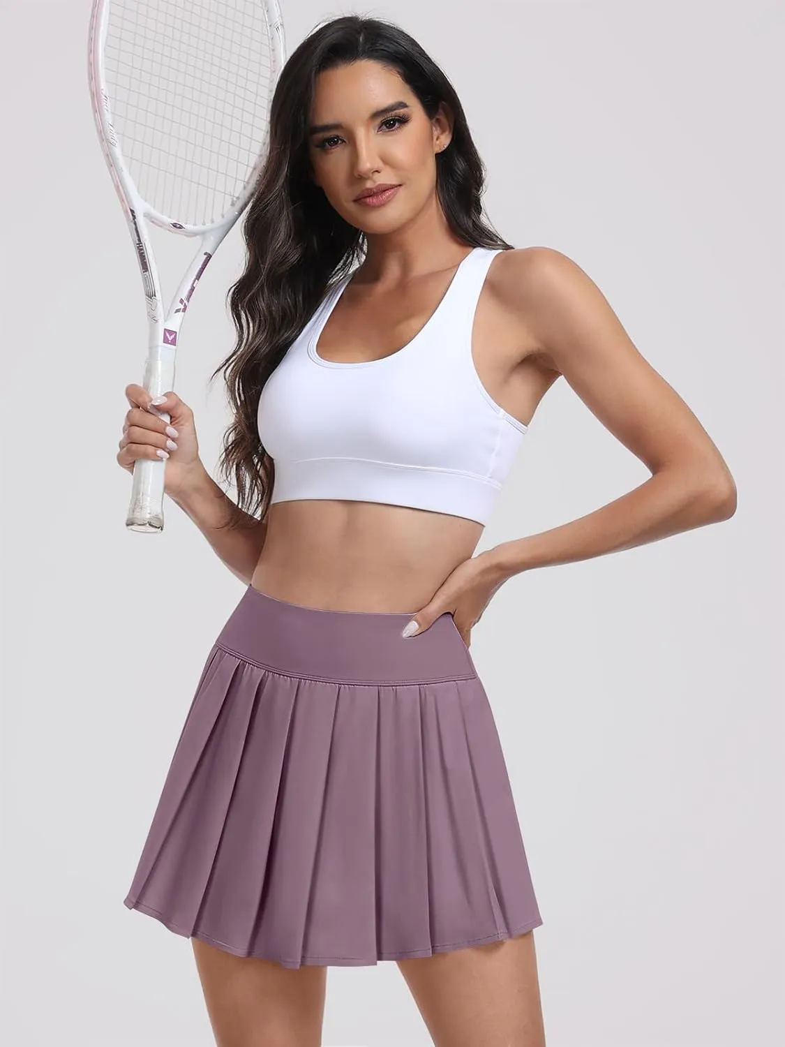ANRABESS Pleated Tennis Skirt for Women with Shorts High Waisted Athletic Workout Golf Skirts Casual Skater Skorts
