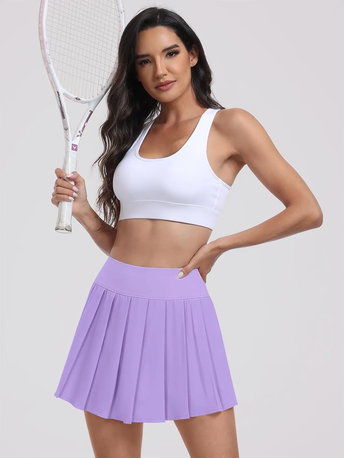 ANRABESS Pleated Tennis Skirt for Women with Shorts High Waisted Athletic Workout Golf Skirts Casual Skater Skorts
