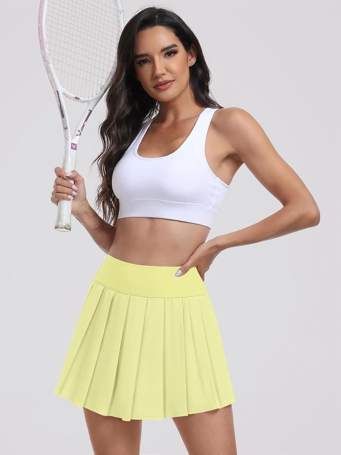 ANRABESS Pleated Tennis Skirt for Women with Shorts High Waisted Athletic Workout Golf Skirts Casual Skater Skorts