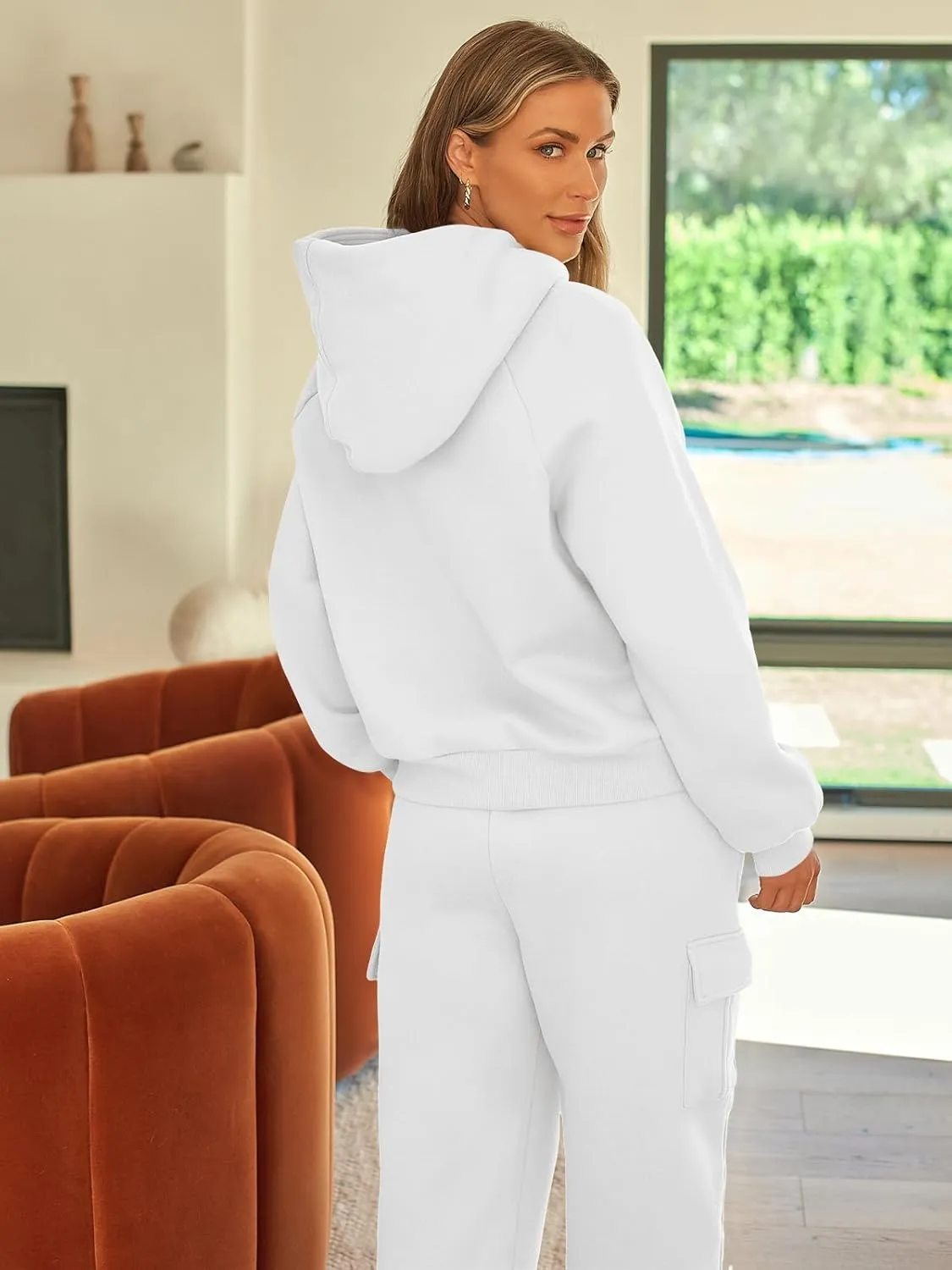 AUTOMET Womens Winter 2 Piece Outfits Long Sleeve Sweatsuits Fall Sets Hoodies with Cargo Wide Leg Sweatpants 2025