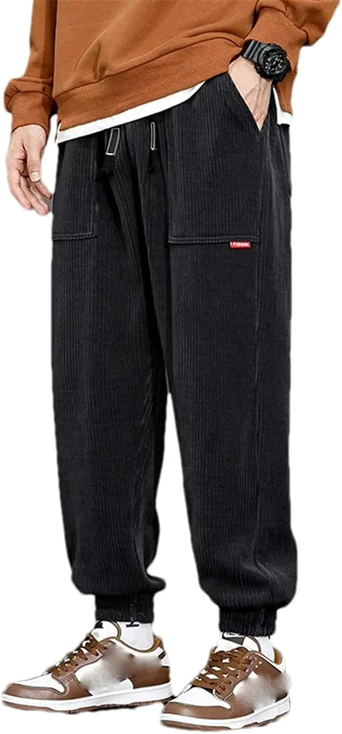 Autumn Winter Corduroy Sweatpants Men Baggy Joggers Streetwear Loose Casual Harem Pants