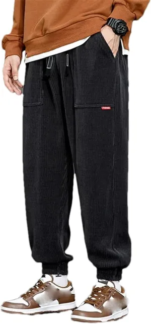 Autumn Winter Corduroy Sweatpants Men Baggy Joggers Streetwear Loose Casual Harem Pants