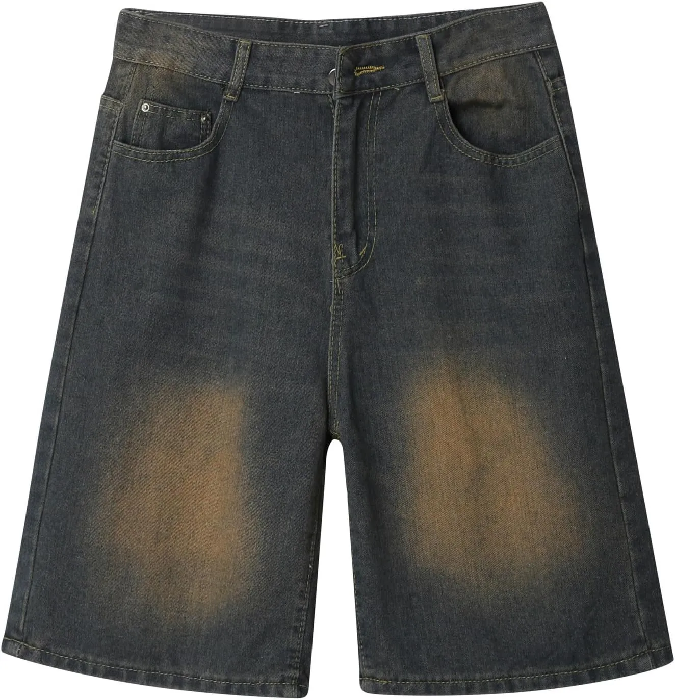 Baggy Jean Shorts for Men Casual Loose Fit Hip Hop Skateboard Denim Shorts Streetwear