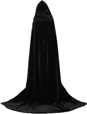Black and Purple Black Hooded Velvet Cloak Women, Witch Velvet Reversible Capes and Cloaks(Medium)