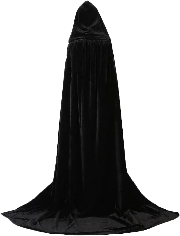 Black and Purple Black Hooded Velvet Cloak Women, Witch Velvet Reversible Capes and Cloaks(Medium)