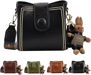 Bootara Bucket Bag, Bootara Women's Vintage Bunny Charm Bucket Bag  Convertible Shoulder Crossbody, Spacious Travel Tote