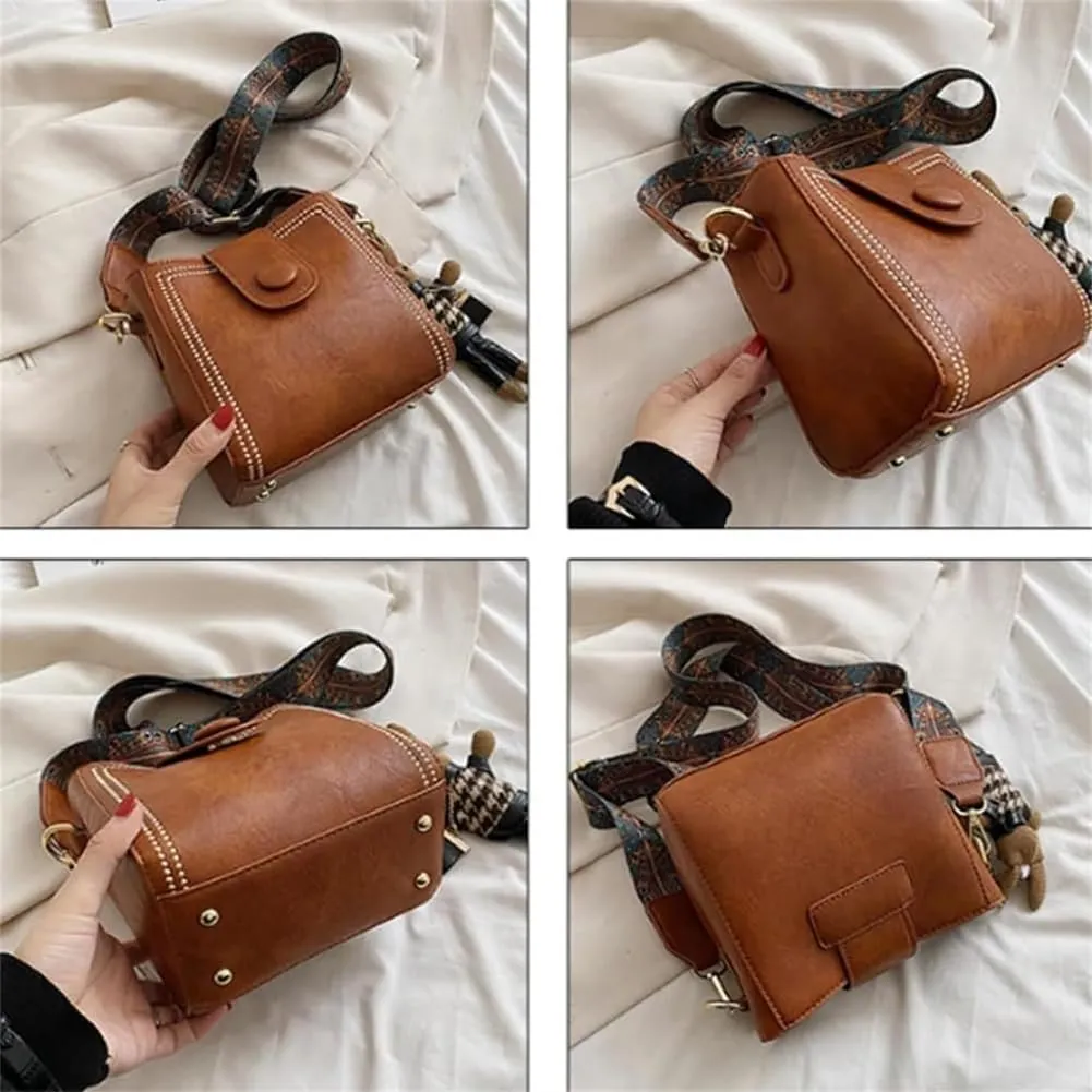 Bootara Bucket Bag, Spacious Vintage Retro Small Water Bucket Bag Adjustable Wider Shoulder With A Cute Rabbit Charm