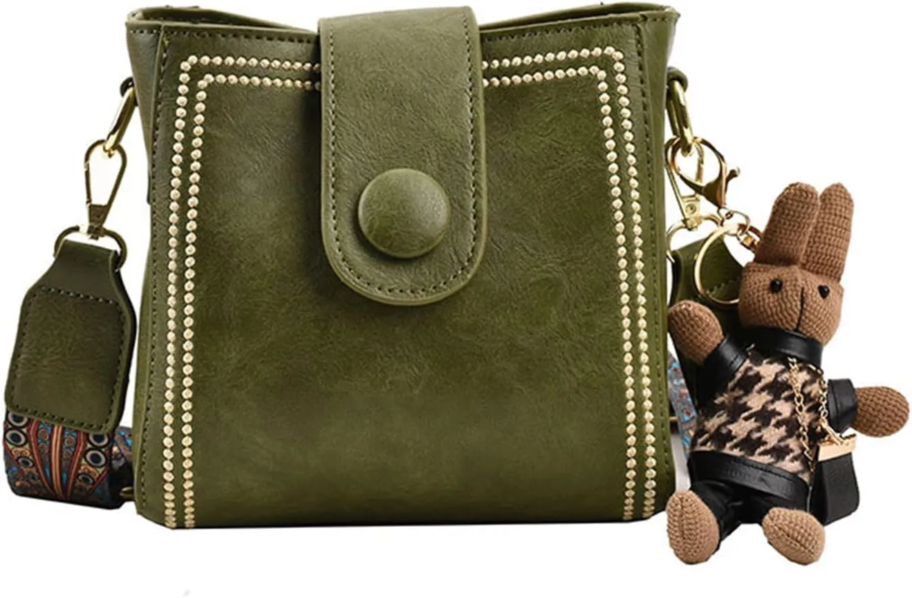 Bootara Bucket Bag, Spacious Vintage Retro Small Water Bucket Bag Adjustable Wider Shoulder With A Cute Rabbit Charm