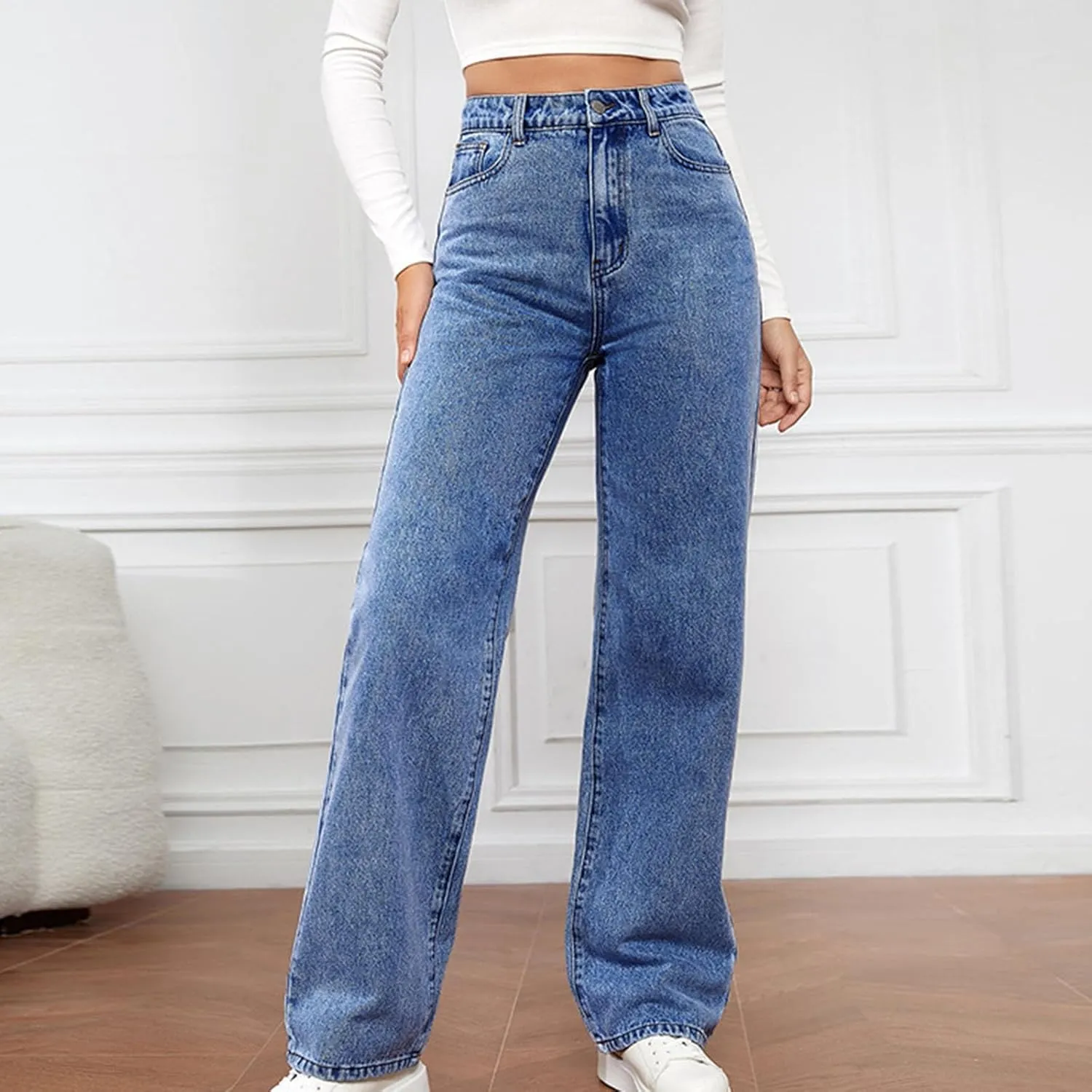 Bootcut Jeans for Women High Rise Straight Leg Denim Pants Stretchy Trendy Trousers Fashion Skinny Loose Fit Jean Pants
