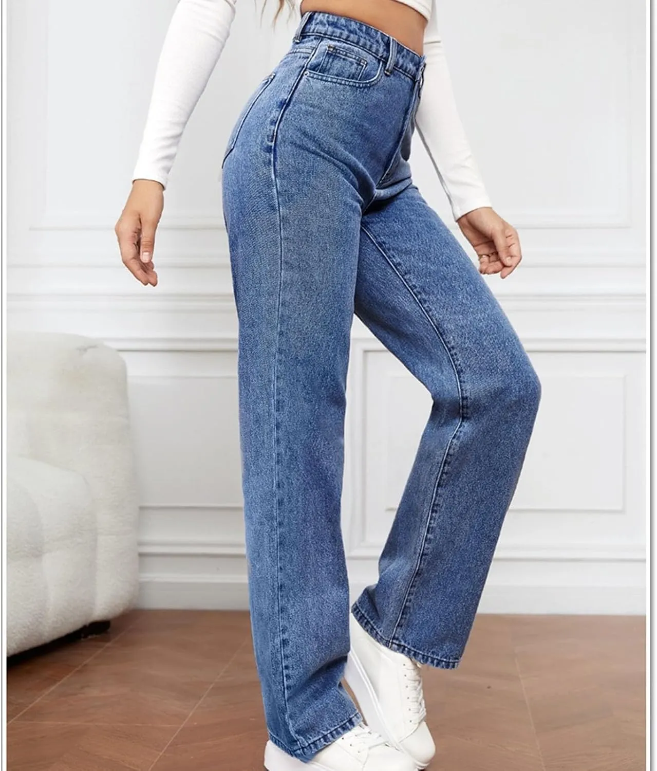 Bootcut Jeans for Women High Rise Straight Leg Denim Pants Stretchy Trendy Trousers Fashion Skinny Loose Fit Jean Pants