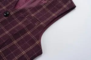 Boys Plaid Vest and Pants Check Formal Wedding Ring Bearer Outfit Tuxedo Dress Suits