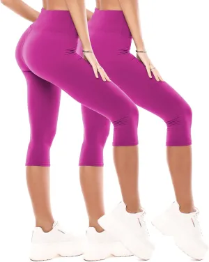 CADITEX Capri Leggings for Women - 2 Packs High Waisted Yoga Workout Womens Capris for Summer