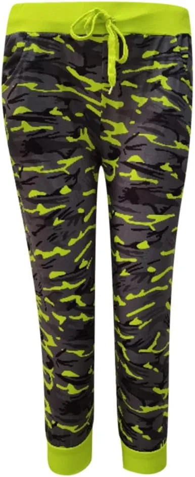 Camo Print Capri Pants for Women High Waist Casual Drawstring Trousers Workout Athletic Running Capri Leggings