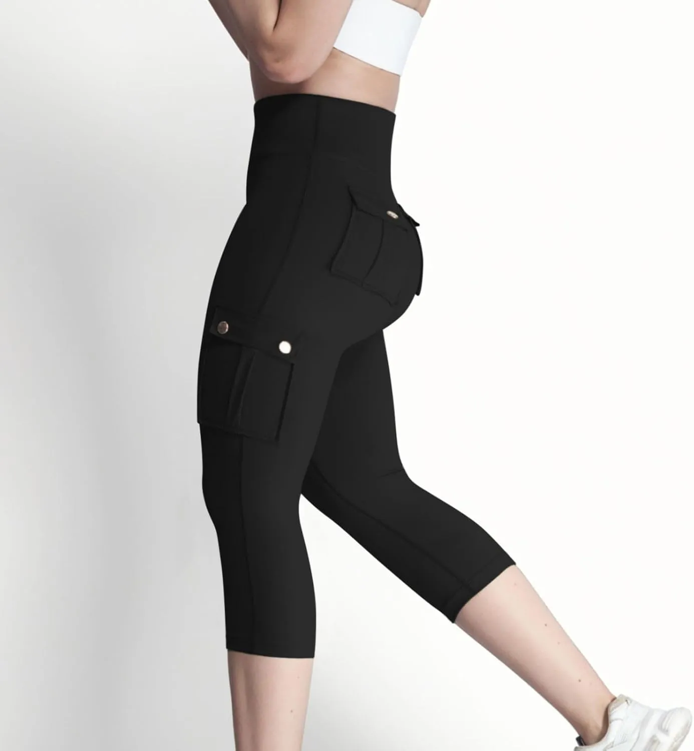 Capri Cargo Pants for Women with Pockets Summer Lightweight Workout High Waisted Yoga Pants for Women