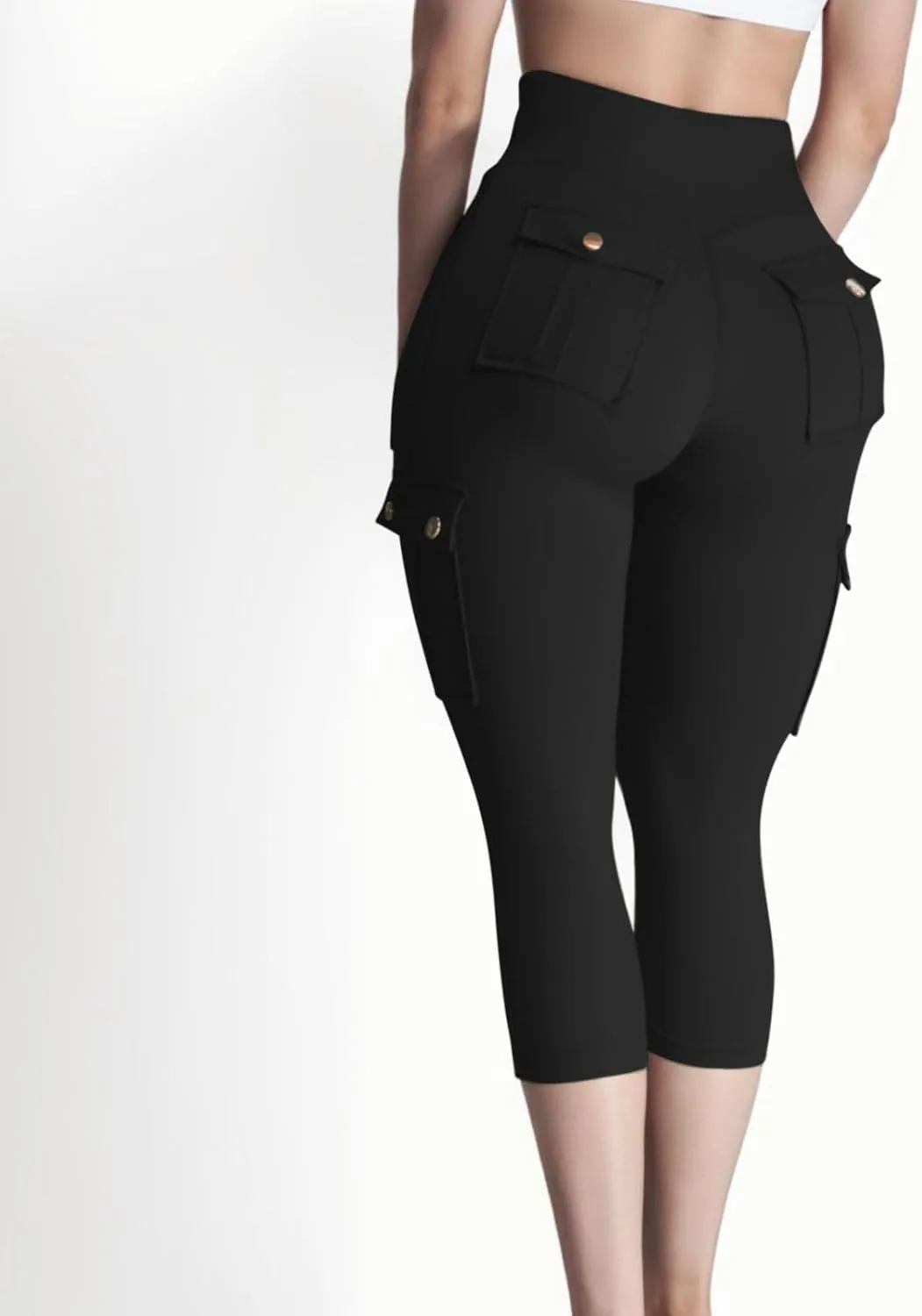 Capri Cargo Pants for Women with Pockets Summer Lightweight Workout High Waisted Yoga Pants for Women