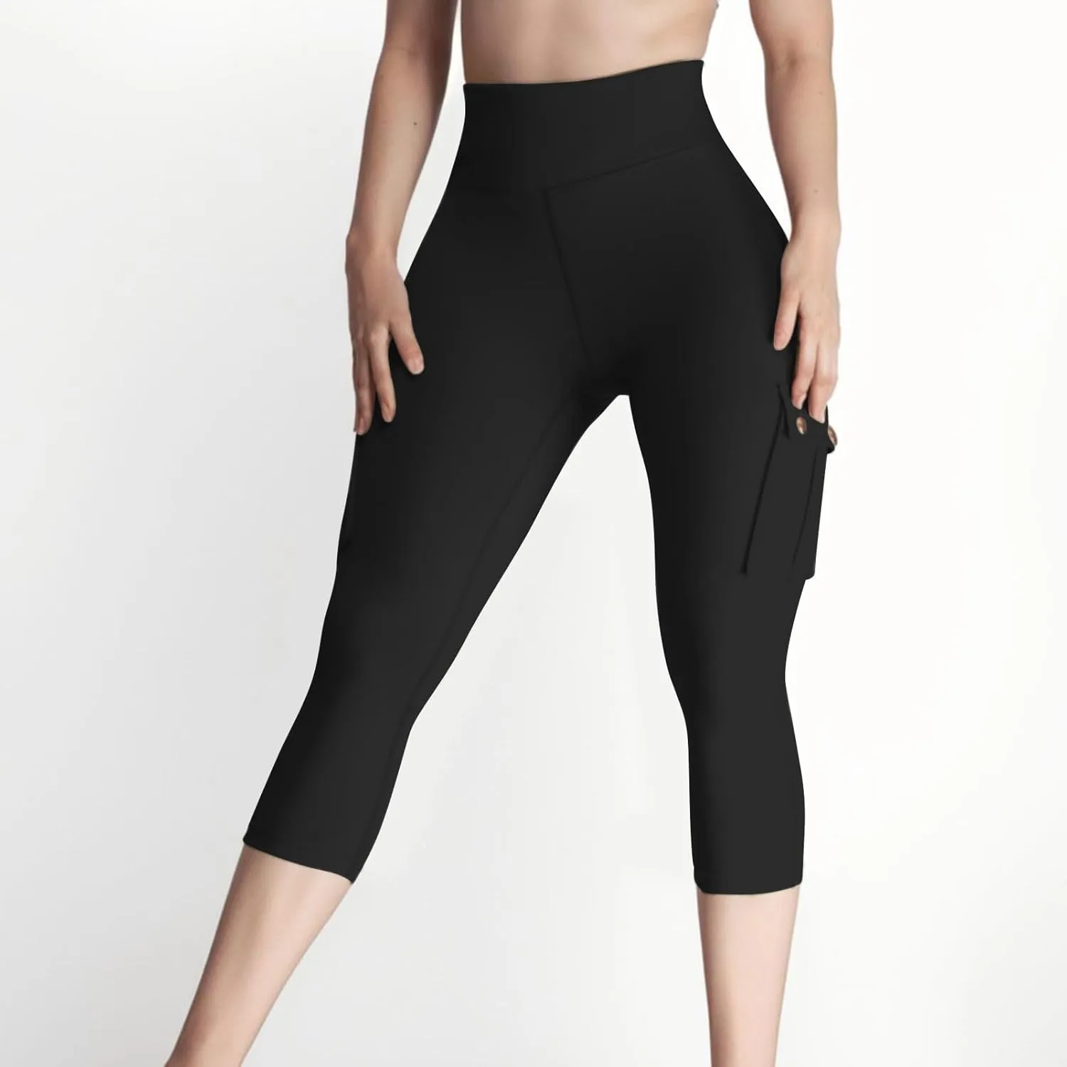 Capri Cargo Pants for Women with Pockets Summer Lightweight Workout High Waisted Yoga Pants for Women