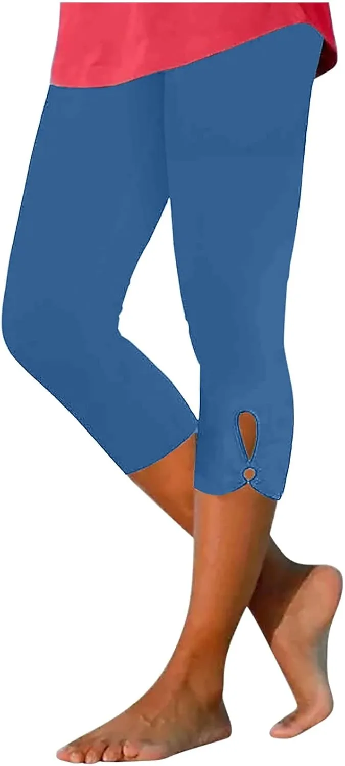 Capri Leggings for Women Trendy Casual Plus Size Yoga Pants Slim Fit Comfy Stretchy Workout Vacation Outfits