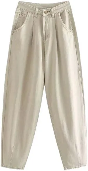 CHONG FENG XIA Autumn Winter Cargo Pants High Waist Harem Loose Trousers Ladie Casual Jeans