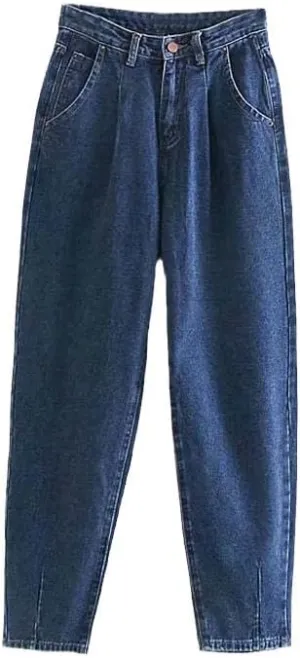 CHONG FENG XIA Autumn Winter Cargo Pants High Waist Harem Loose Trousers Ladie Casual Jeans