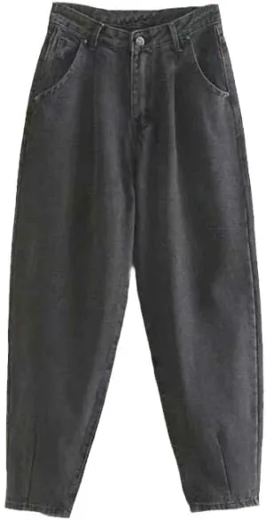 CHONG FENG XIA Autumn Winter Cargo Pants High Waist Harem Loose Trousers Ladie Casual Jeans