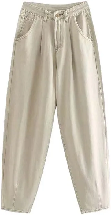 CHONG FENG XIA Autumn Winter Cargo Pants High Waist Harem Loose Trousers Ladie Casual Jeans