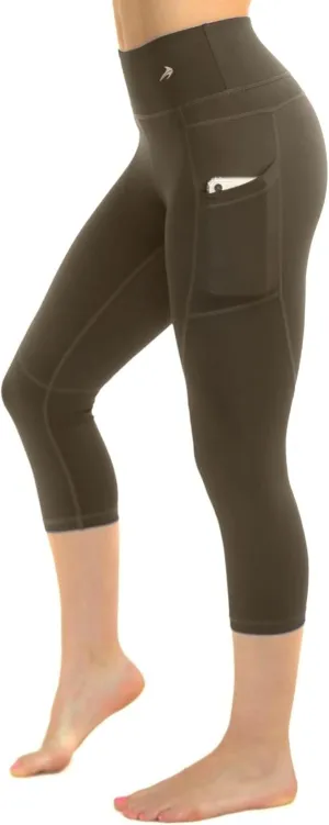 CompressionZ High Waisted Capri Leggings for Women Tummy Control - Workout Yoga Pants