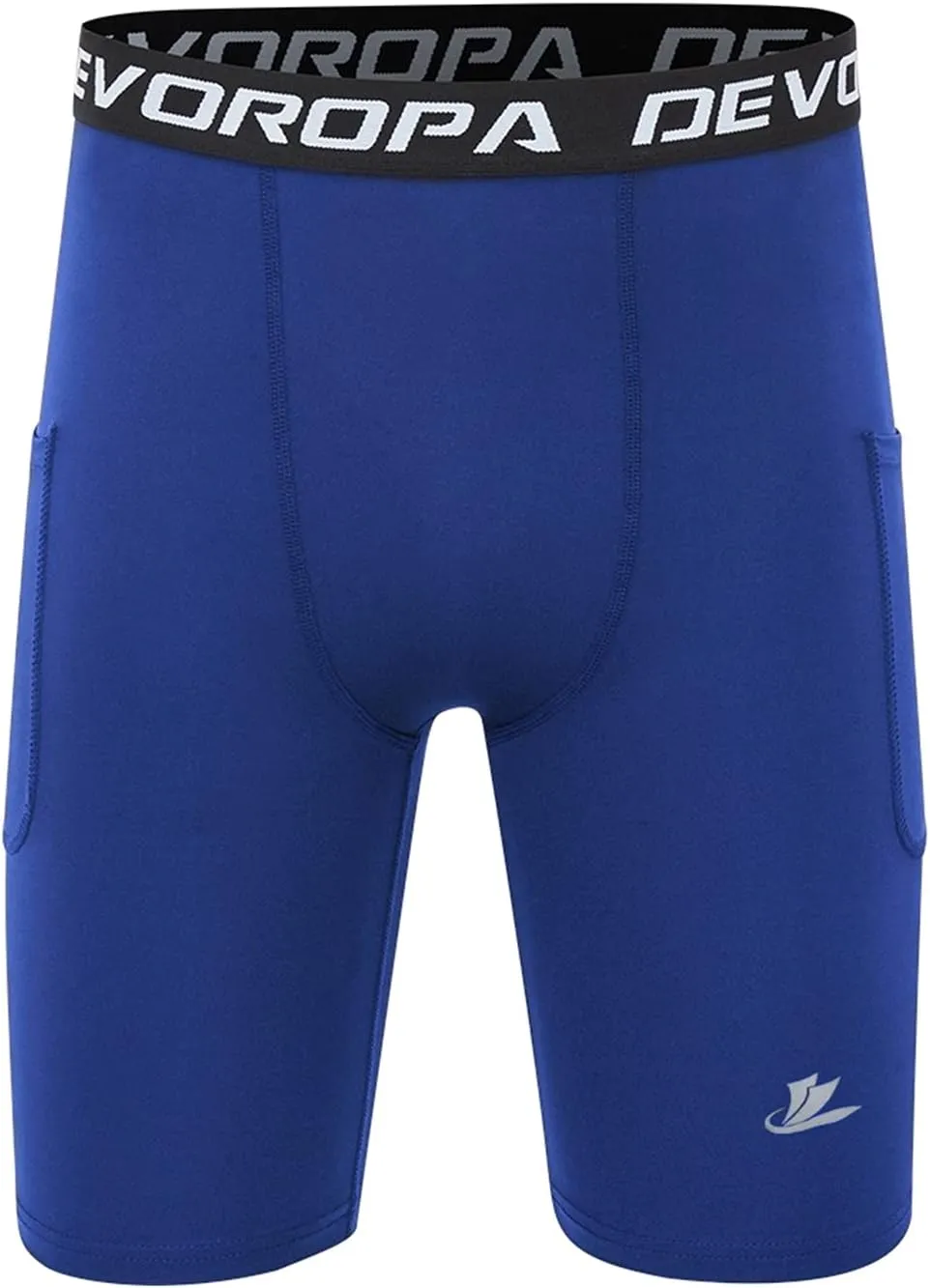 DEVOROPA Youth Boys' Compression Shorts Performance Athletic Base Layers Workout Training Underwear Side Pocket (Pack of 2)