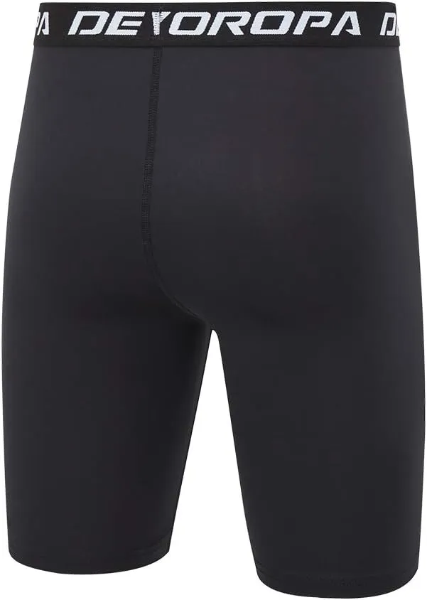DEVOROPA Youth Boys' Compression Shorts Performance Athletic Base Layers Workout Training Underwear Side Pocket (Pack of 2)