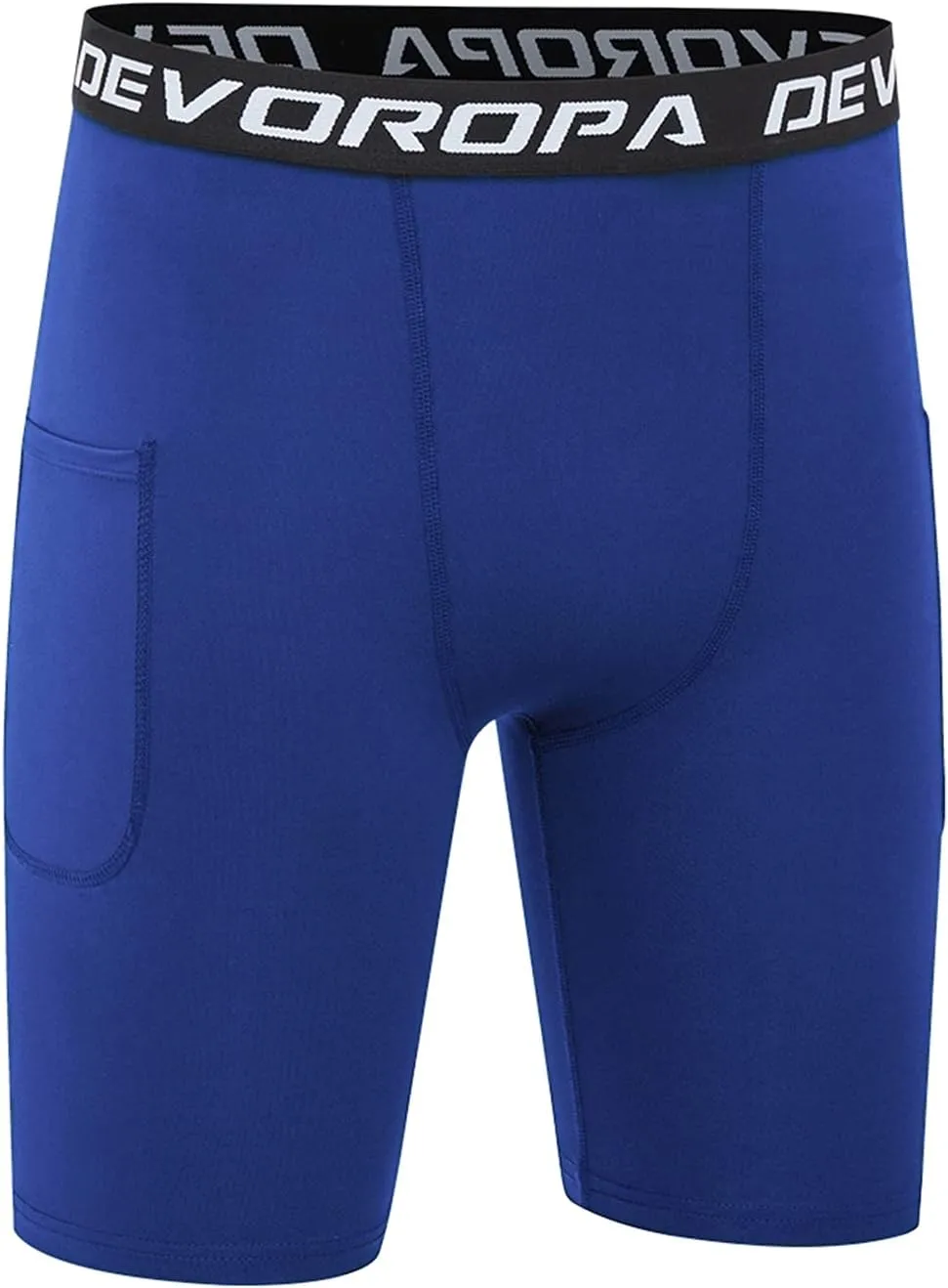 DEVOROPA Youth Boys' Compression Shorts Performance Athletic Base Layers Workout Training Underwear Side Pocket (Pack of 2)