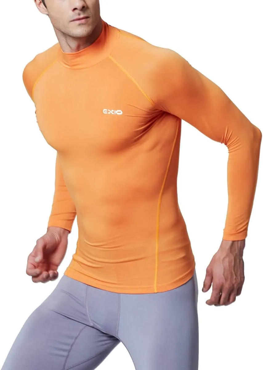 EXIO Mens Mock Compression Baselayer Top Cool Dry Long-Sleeve Shirt EX-T02