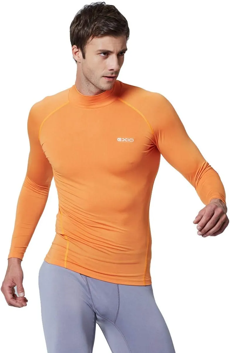 EXIO Mens Mock Compression Baselayer Top Cool Dry Long-Sleeve Shirt EX-T02
